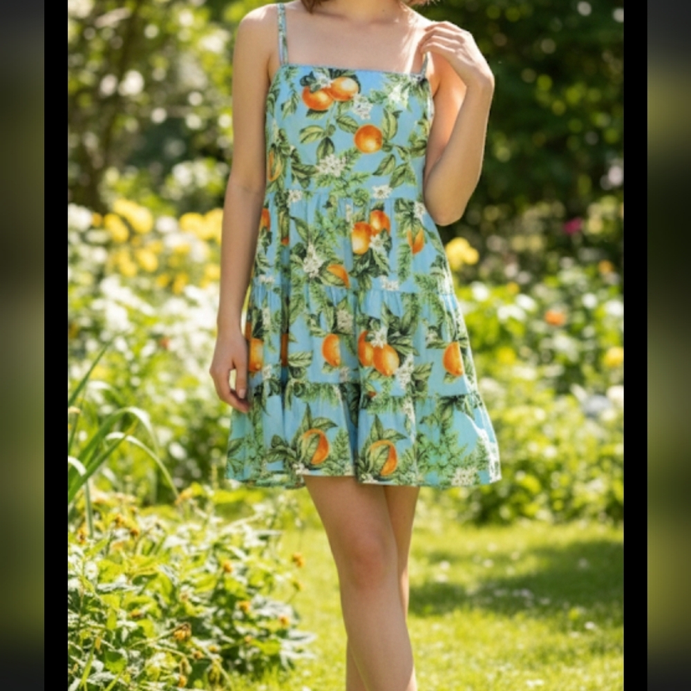 Tropical Print Sundress with Oranges